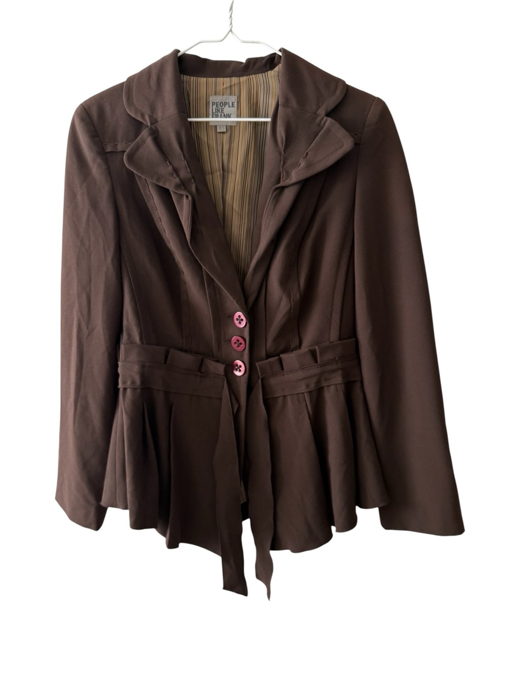 Anthropologie People Like Frank Brown Peplum Jacket Button Front Women Size XS